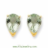 14k 10x7 Pear Green Amethyst Earring