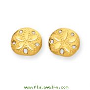 14K Gold Diamond-Cut Sand Dollar Earrings