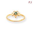 14K Gold May Emerald Birthstone Heart Ring