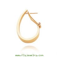 14K Gold Polished J-Hoop Omega Back Post Earrings