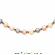 14K Tri Color Cultured Pearl Necklace chain