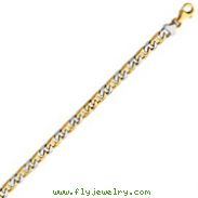 14K Two-Tone Gold 6mm Hand-Polished Fancy Link Bracelet