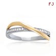 14K White & Yellow Gold Diamond Stackable Thin Twisted Designer Ring