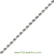 14K White Gold 4mm Diamond Cut Rope Chain