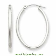 14k White Gold Polished 2mm Oval Tube Hoop Earrings