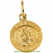 14K Yellow 08.00 MM St. Christopher Medal