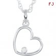 14kt White Necklace Diamond .02CTW Diamond Heart Necklace