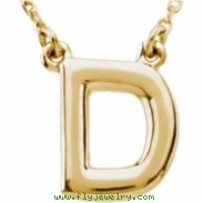 14kt Yellow D 16" Polished BLOCK INITIAL NECKLACE