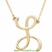 14kt Yellow L 16" Polished SCRIPT INITIAL NECKLACE
