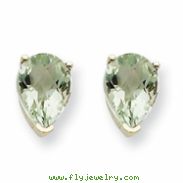 14kw 7x5 Pear Green Amethyst Earring