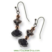 Black-plated Dark Brown Crystal Bead Drop Earrings