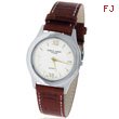 Ladies' Charles Hubert Brown Leather Band & Silver-White Round Dial Dress Watch