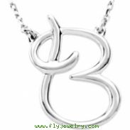Sterling B Silver Fashion Script Initial Necklace