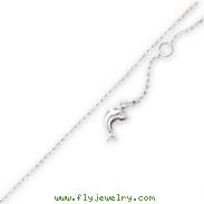 Sterling Silver 10''  Polished Dolphin Anklet
