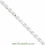 Sterling Silver 4.75mm Diamond-cut Rope Chain anklet