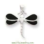 Sterling Silver Black Shell Dragonfly Pendant