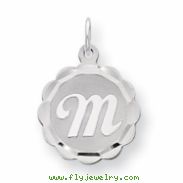 Sterling Silver Brocaded Initial M Charm