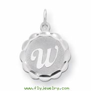 Sterling Silver Brocaded Initial W Charm
