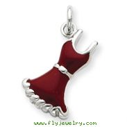 Sterling Silver Enameled Red Dress Charm