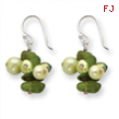 Sterling Silver Green Freshwater Cultured Pearl/Peridot Earrings