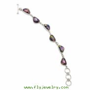 Sterling Silver Mulitcolor Triangle Dichroic Glass 9in Toggle Bracelet anklet