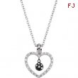 Sterling Silver NECKLACE Complete with Stone ROUND VARIOUS BLACK AND WHITE DIAMOND Polished 1/6CTW D