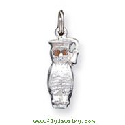Sterling Silver Owl With Crystal Eyes Charm