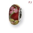 Sterling Silver Reflections Red Floral Murano Glass Bead