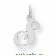 Sterling Silver Small Fancy Script Initial S Charm