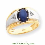 10k & Rhodium Blue Star & .01ct Diamond Men's Ring