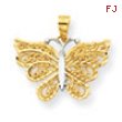 10k & Rhodium Butterfly Pendant