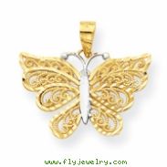10k & Rhodium Butterfly Pendant