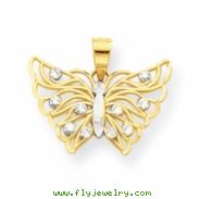 10k & Rhodium Butterfly Pendant