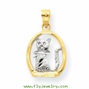 10k & Rhodium Cat Pendant