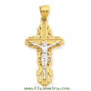 10k & Rhodium Crucifix Pendant