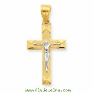 10k & Rhodium Crucifix Pendant
