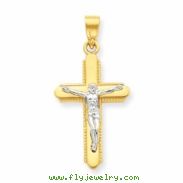 10k & Rhodium Crucifix Pendant