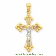 10k & Rhodium Crucifix Pendant