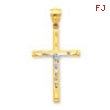 10k & Rhodium Diamond-Cut Crucifix Pendant