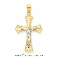 10k & Rhodium Diamond-Cut Crucifix Pendant