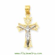 10k & Rhodium Filigree Crucifix Charm