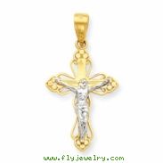 10k & Rhodium Filigree Crucifix Charm