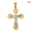 10k & Rhodium Filigree Crucifix Pendant