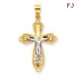 10k & Rhodium Filigree Crucifix Pendant