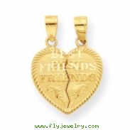 10k Best Friends Break-apart Heart Charm