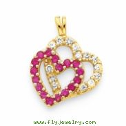 10k CZ Double Heart Pendant