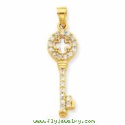 10k CZ Key Pendant