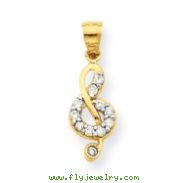 10k CZ Treble Clef Charm