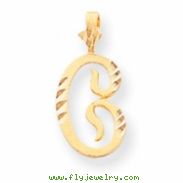 10k Diamond-cut Grooved Initial C Charm