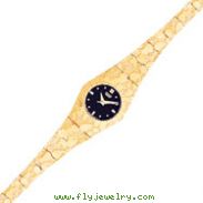 10K Gold Black Dial Circular Face Nugget Watch